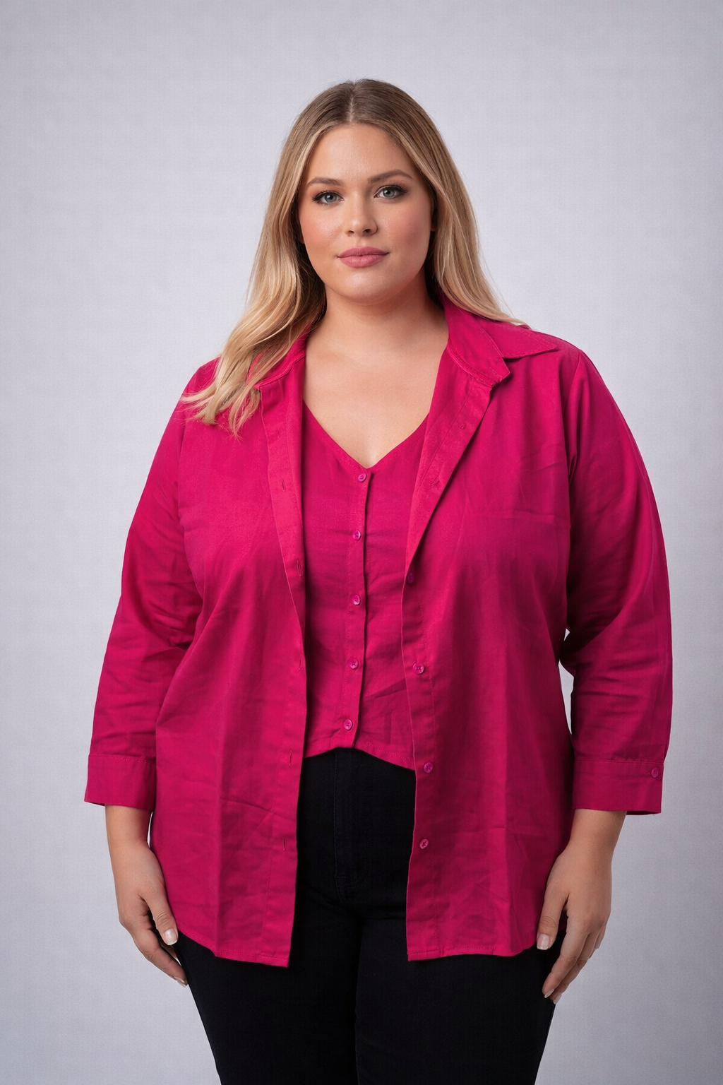 Women’s Premium Soft Cotton Layered Top – Elegant Attached Inner Style (XXL to 9XL)