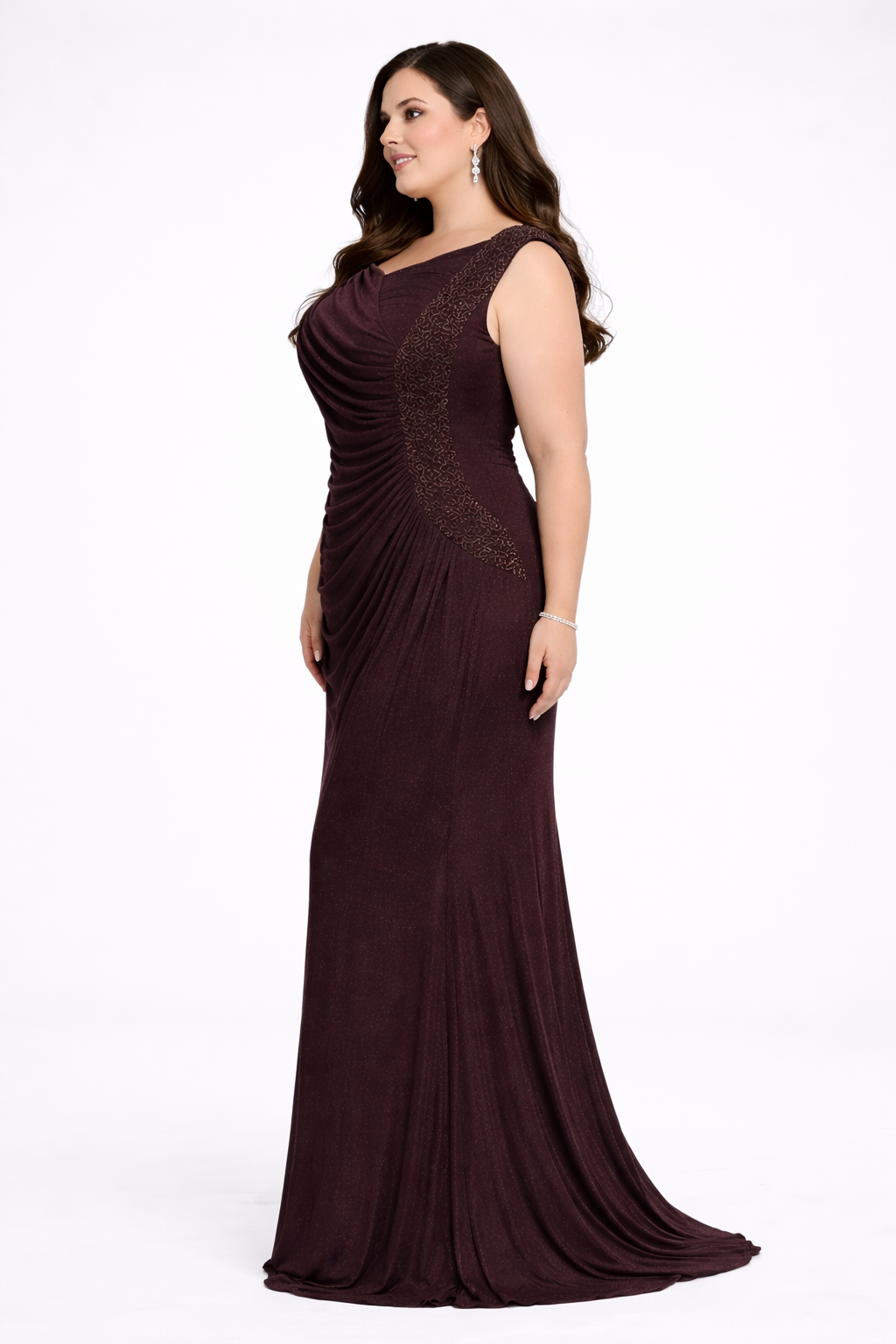 Luxe Shimmer Draped Evening Gown – Premium Partywear One Piece