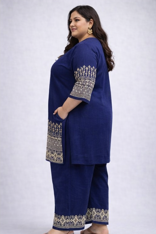 Royal Thread Embroidered Flex Linen Co-Ord Set