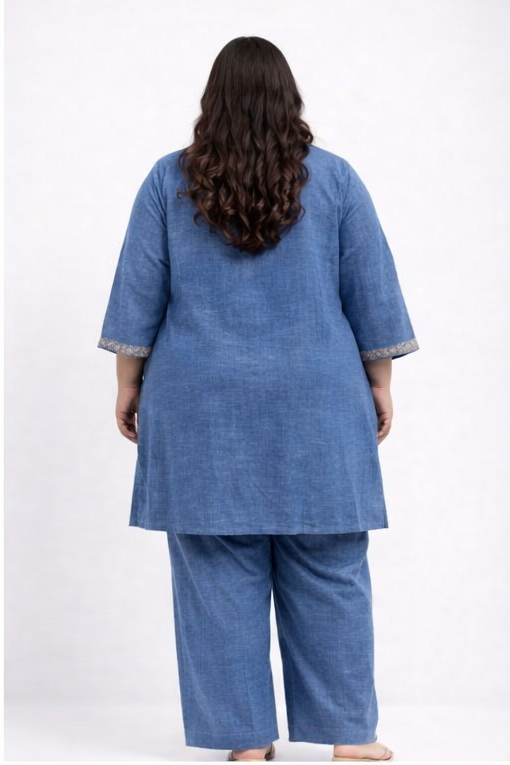 Elegant Bloom Embroidered Flex Linen Co-Ord Set