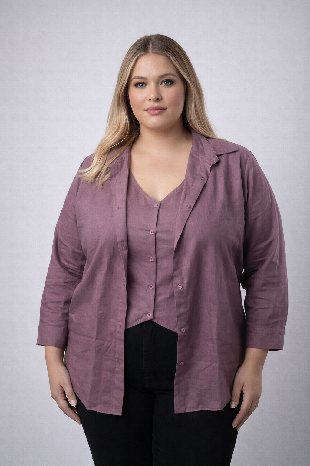 Women’s Premium Soft Cotton Layered Top – Elegant Attached Inner Style (XXL to 9XL)