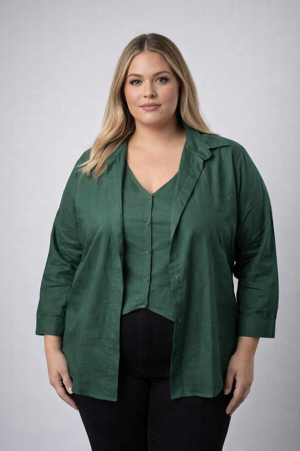 Women’s Premium Soft Cotton Layered Top – Elegant Attached Inner Style (XXL to 9XL)