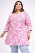 Pure Cotton Printed Hip Cover Top Pink
