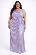 Women’s Premium ITY Shimmer Partywear One-Piece Gown – Elegant Draped Evening Dress (4XL to 9XL)