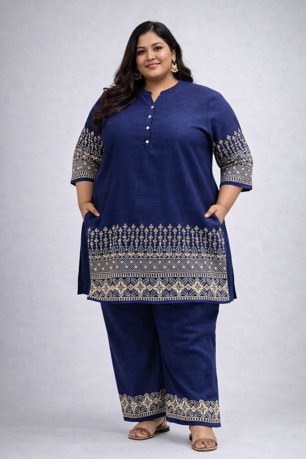 Royal Thread Embroidered Flex Linen Co-Ord Set