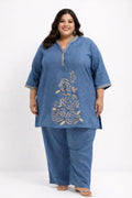 Elegant Bloom Embroidered Flex Linen Co-Ord Set