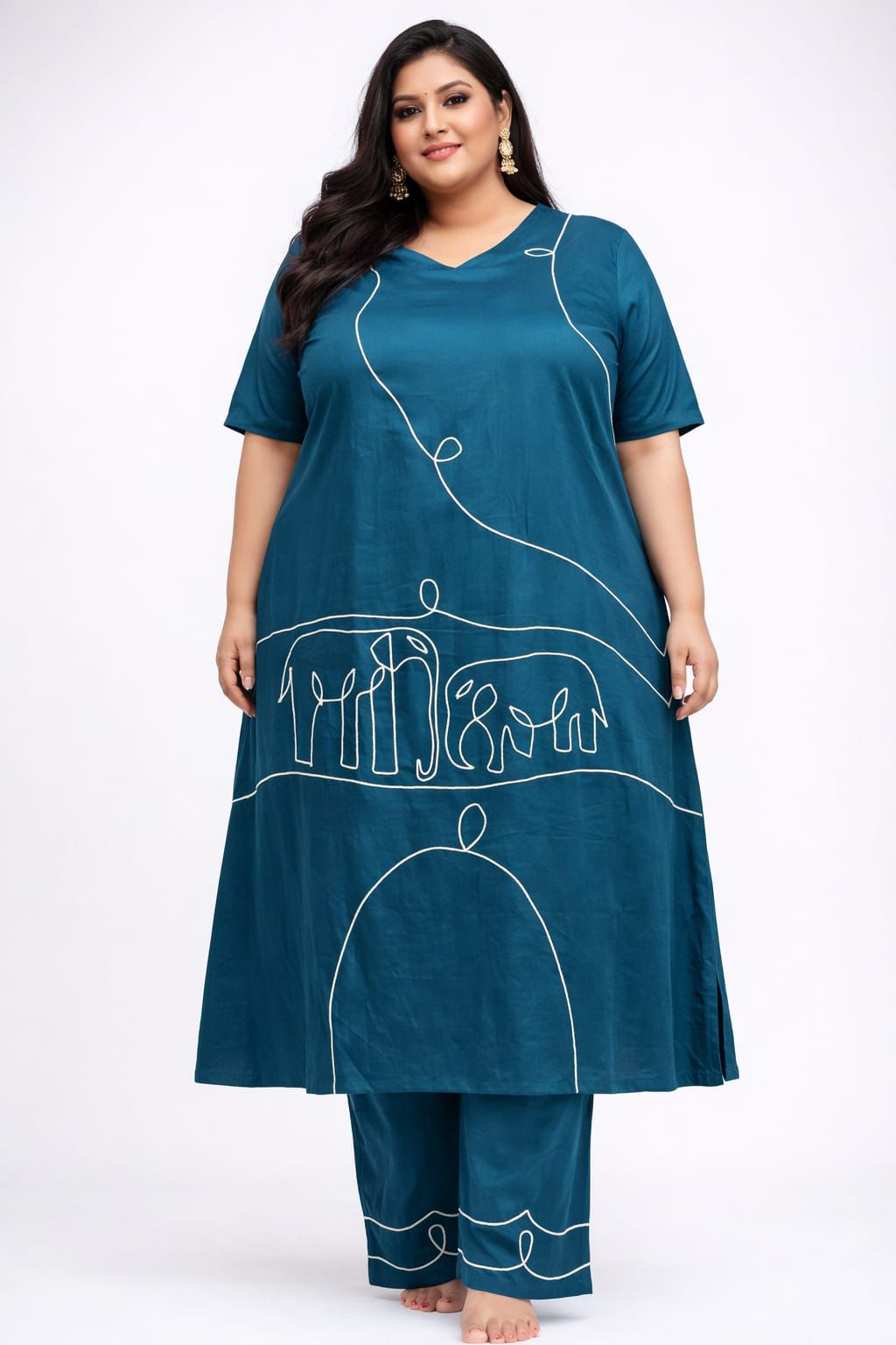 Heritage Line Art A-Line Ghaji Silk Co-Ord Set