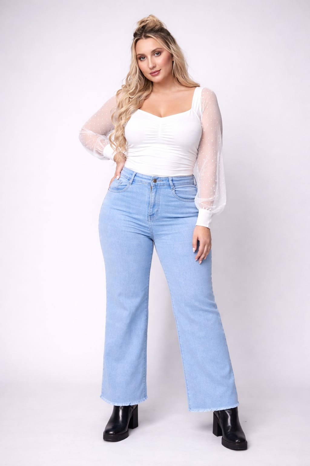 Full Stretch Wide Leg Denim Jeans