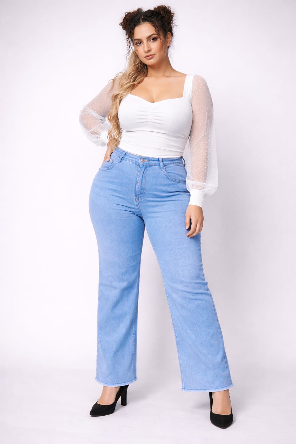 Full Stretch Wide Leg Denim Jeans