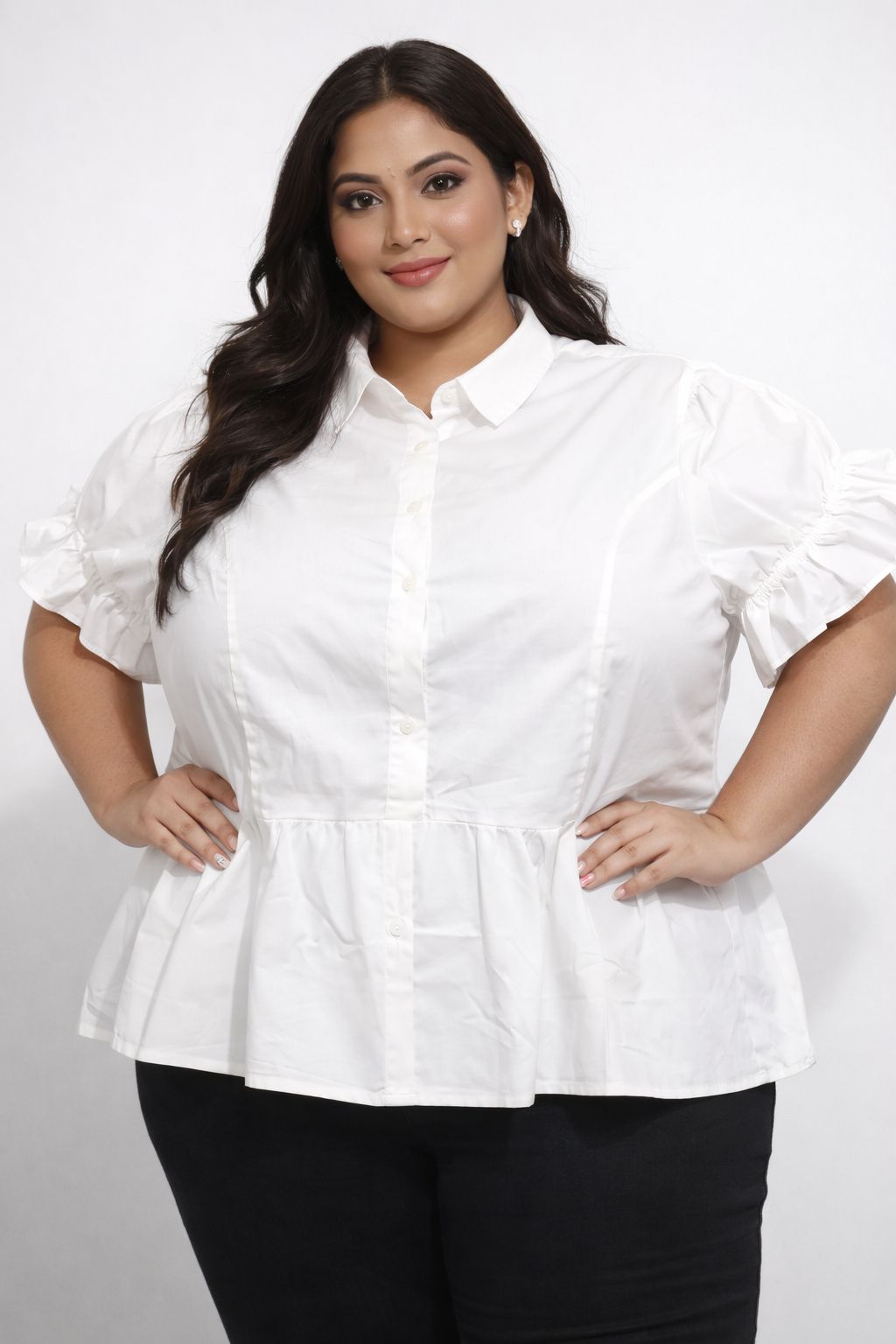 Layered Denim Fusion Top with Flare Shirt