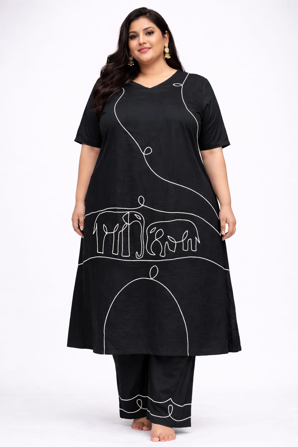 Heritage Line Art A-Line Ghaji Silk Co-Ord Set
