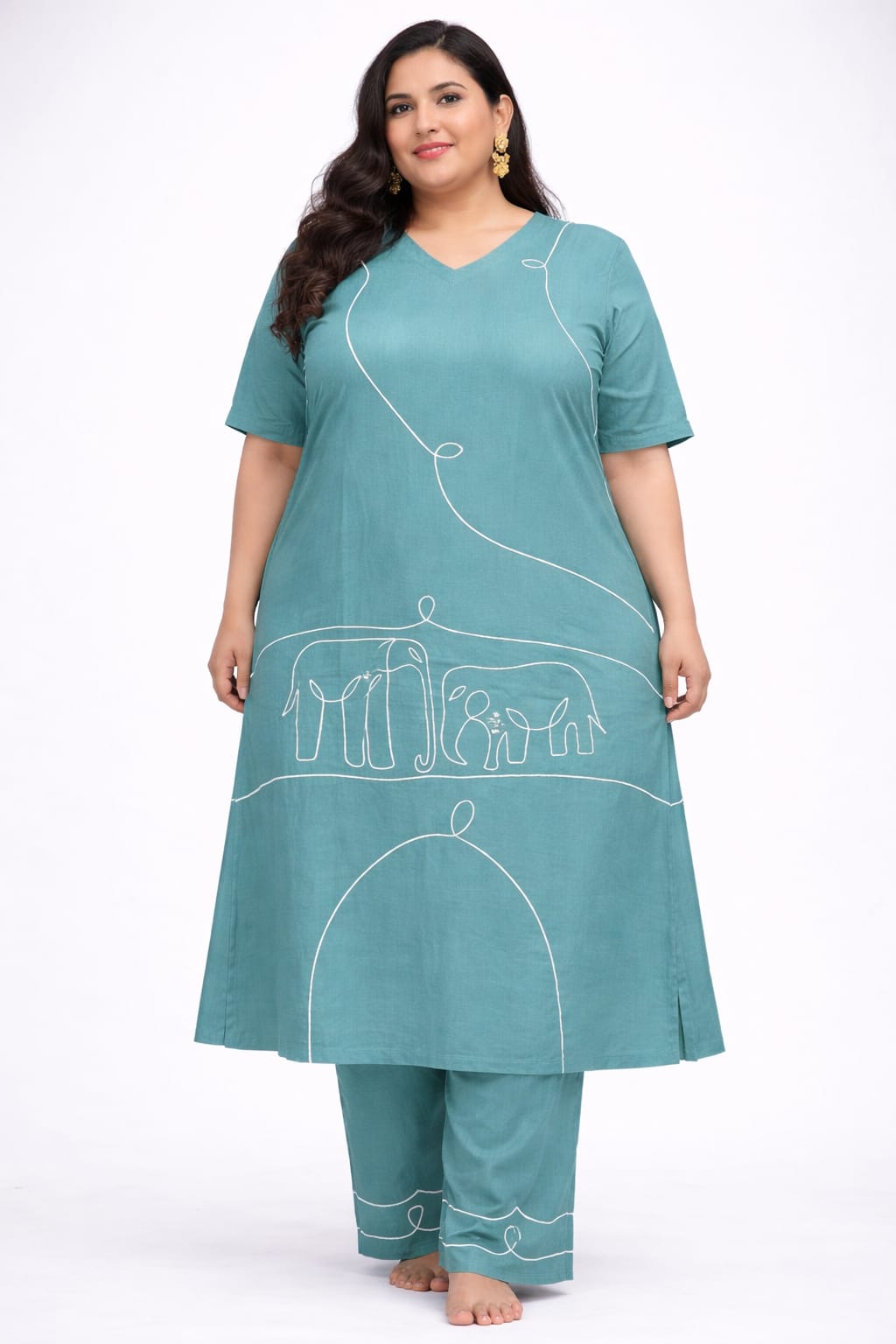 Heritage Line Art A-Line Ghaji Silk Co-Ord Set