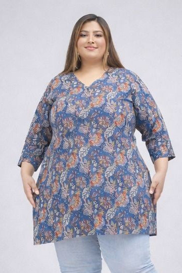 Pure Cotton Hip Cover Top Blue