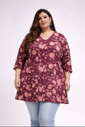 Pure cotton Printed Hip Cover Top Maroon