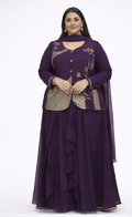 Royal Satin Silk Designer Ruffle Skirt Set Partywear Indo Western