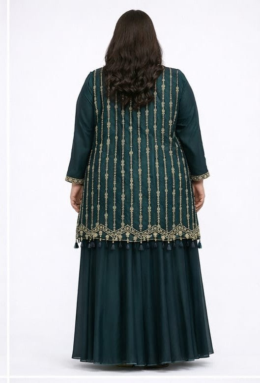 Partywear Indo Western Hip Cover Top With Tulip Skirt